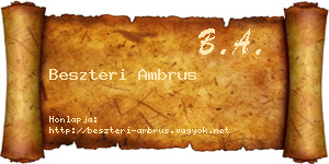 Beszteri Ambrus névjegykártya
